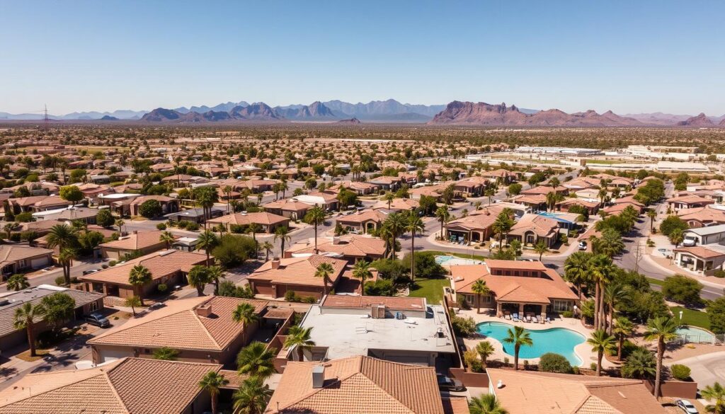 Aerial view of Mesa, Arizona neighborhoods