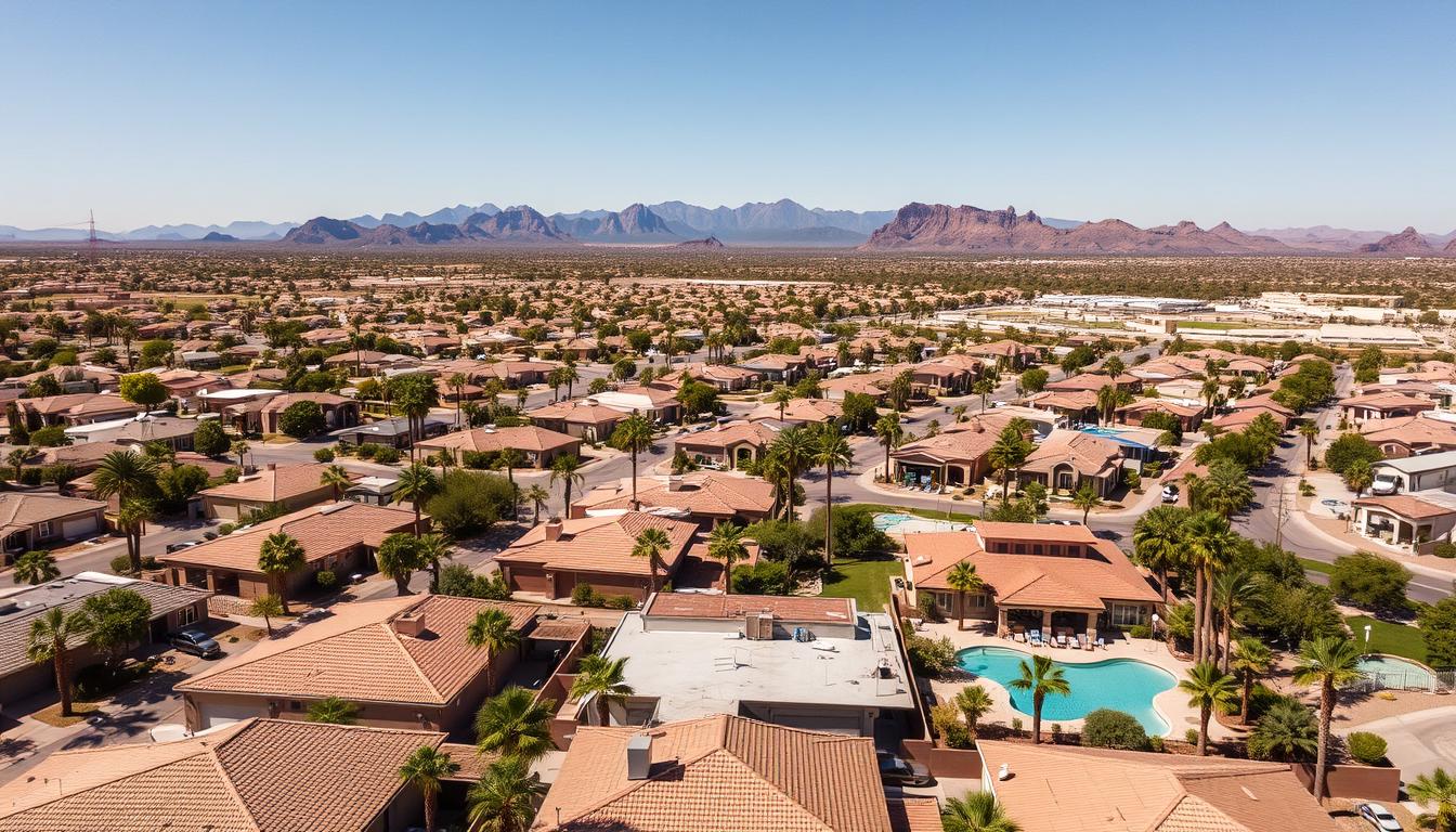 Aerial view of Mesa, Arizona neighborhoods