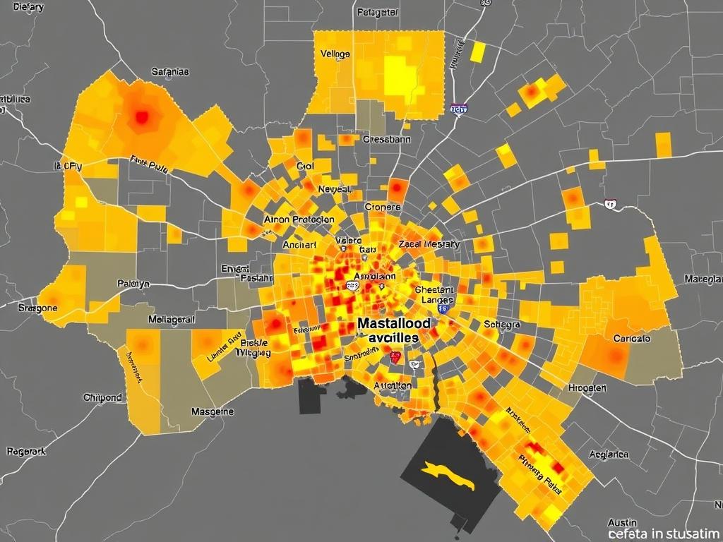 Austin neighborhood map showing cash buyer activity