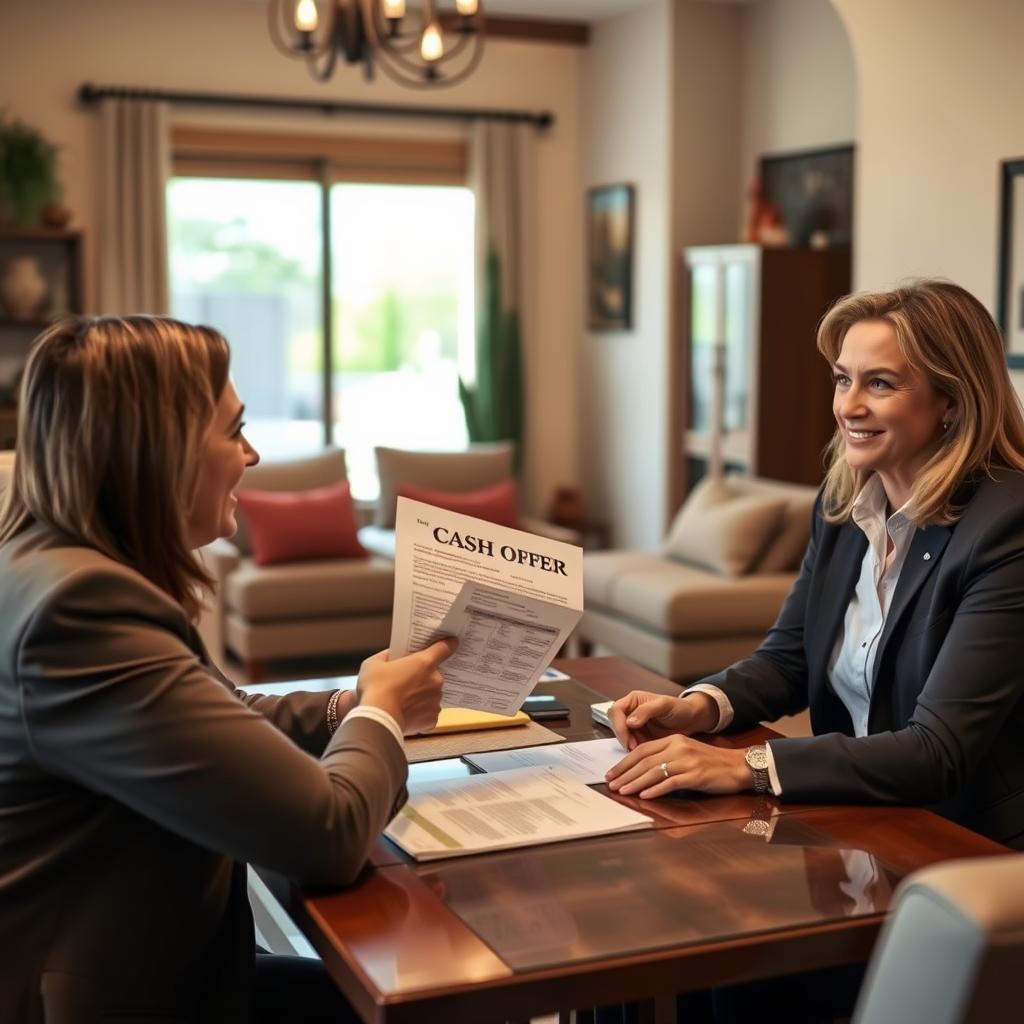 Cash buyer presenting offer to Tucson homeowner
