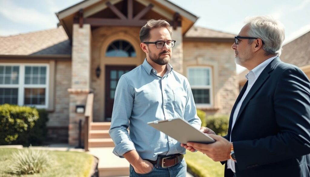 Cash home buyer in Fort Worth TX examining a house for sale
