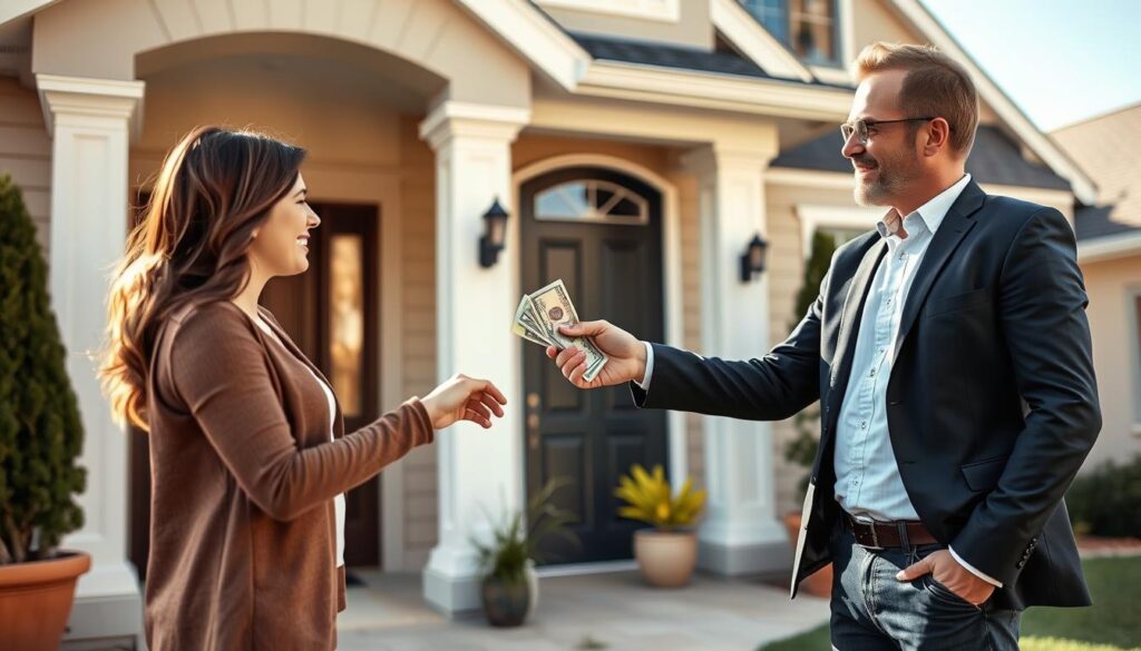 Cash home buyer in Houston TX examining a house for sale