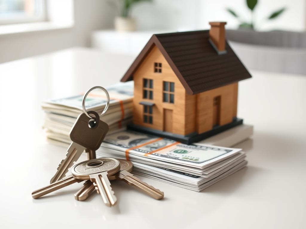 Cash payment for house in Austin with money and house keys