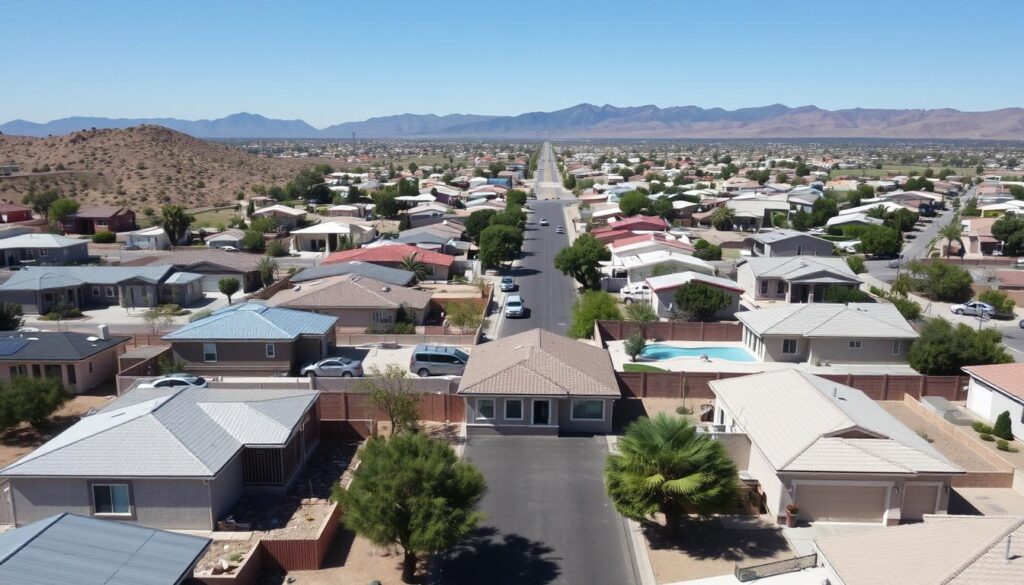 El Paso neighborhood with various types of houses that can be sold for cash