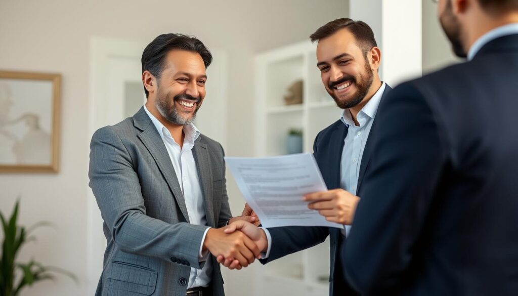 Happy homeowner receiving cash offer for their El Paso property