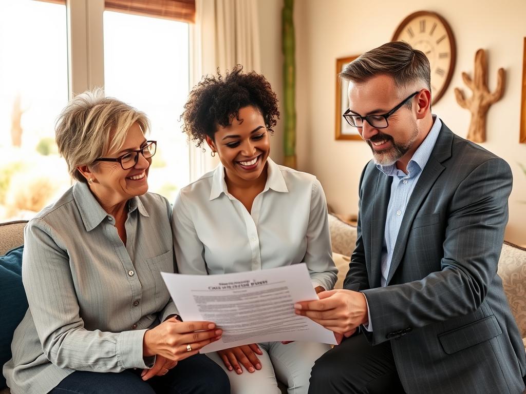 Happy homeowner receiving cash offer for their Tucson property