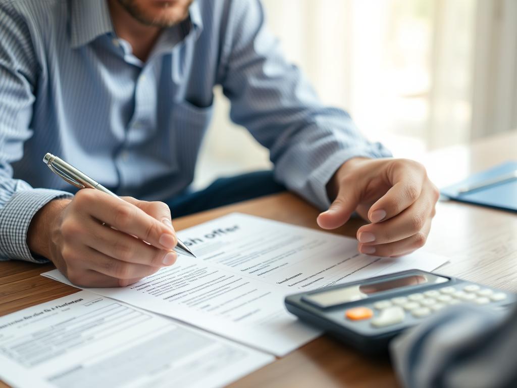 Homeowner reviewing cash offer documents for Los Angeles property