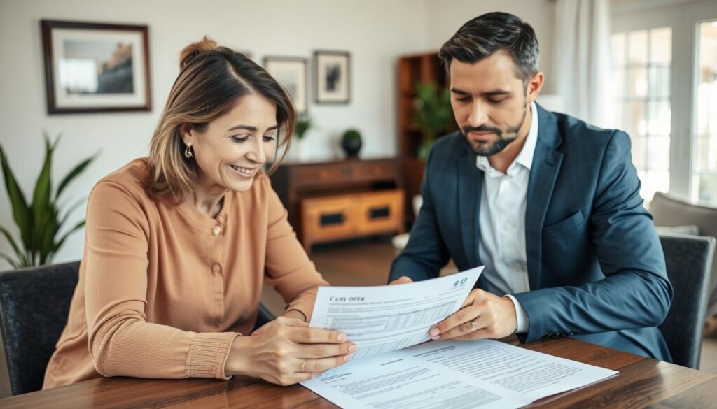 Homeowner reviewing cash offer documents for San Diego property