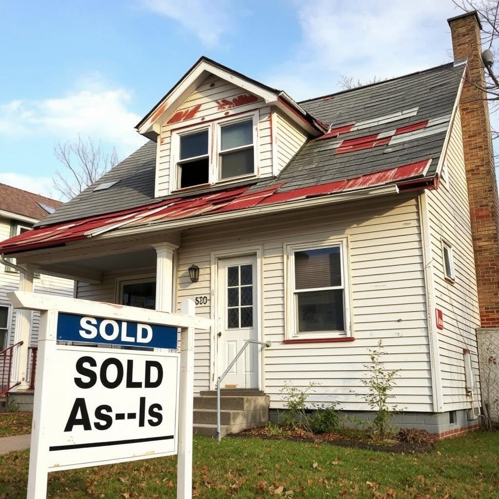 House with visible repair needs being sold as-is in Milwaukee