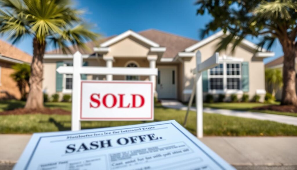 Jacksonville home with a sold sign and cash offer