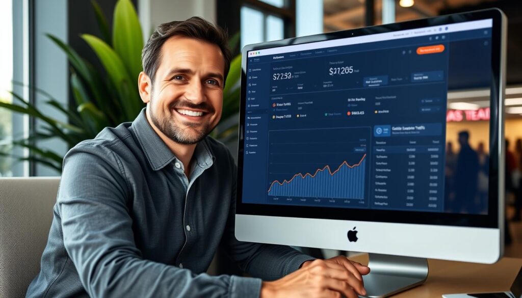 Las Vegas business owner celebrating improved search rankings and increased customers