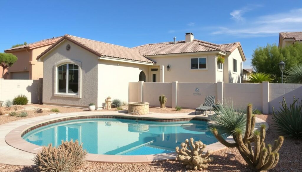 Las Vegas home with desert landscaping and pool being sold for cash