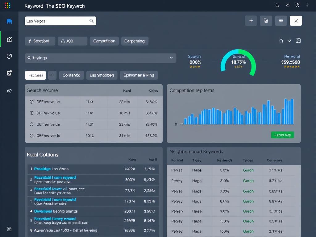 Las Vegas keyword research dashboard showing local search terms