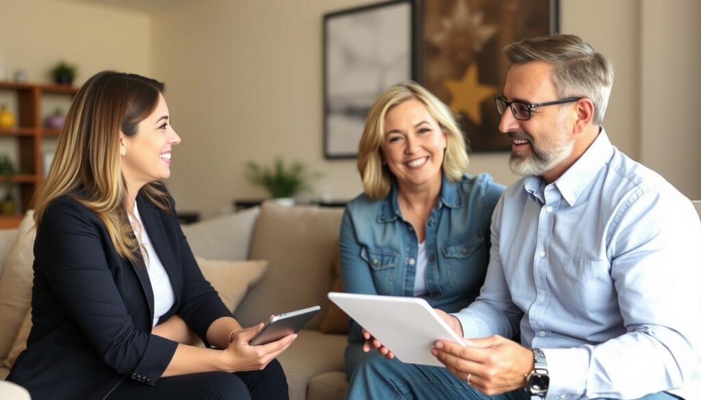 Louisville cash home buyer meeting with homeowner to discuss selling options