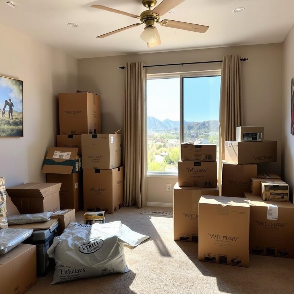 Moving boxes in Mesa home for relocation
