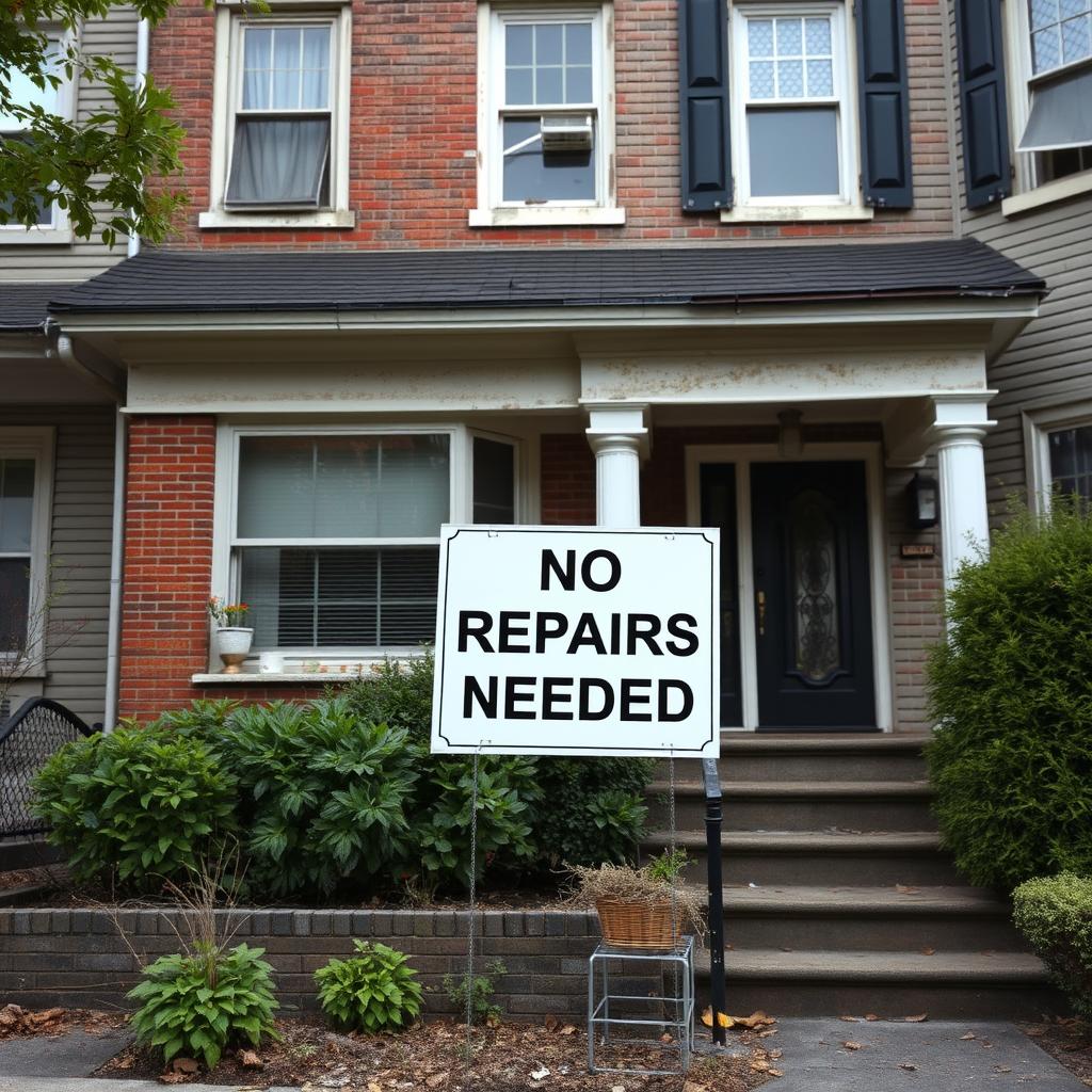 No repairs needed sign for selling house for cash in Boston