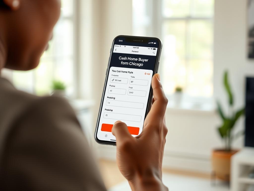 Person contacting a Chicago cash home buyer through a mobile phone