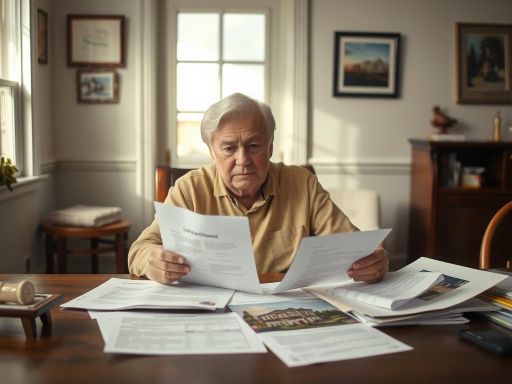 Person inheriting a San Francisco house looking at paperwork with concerned expression