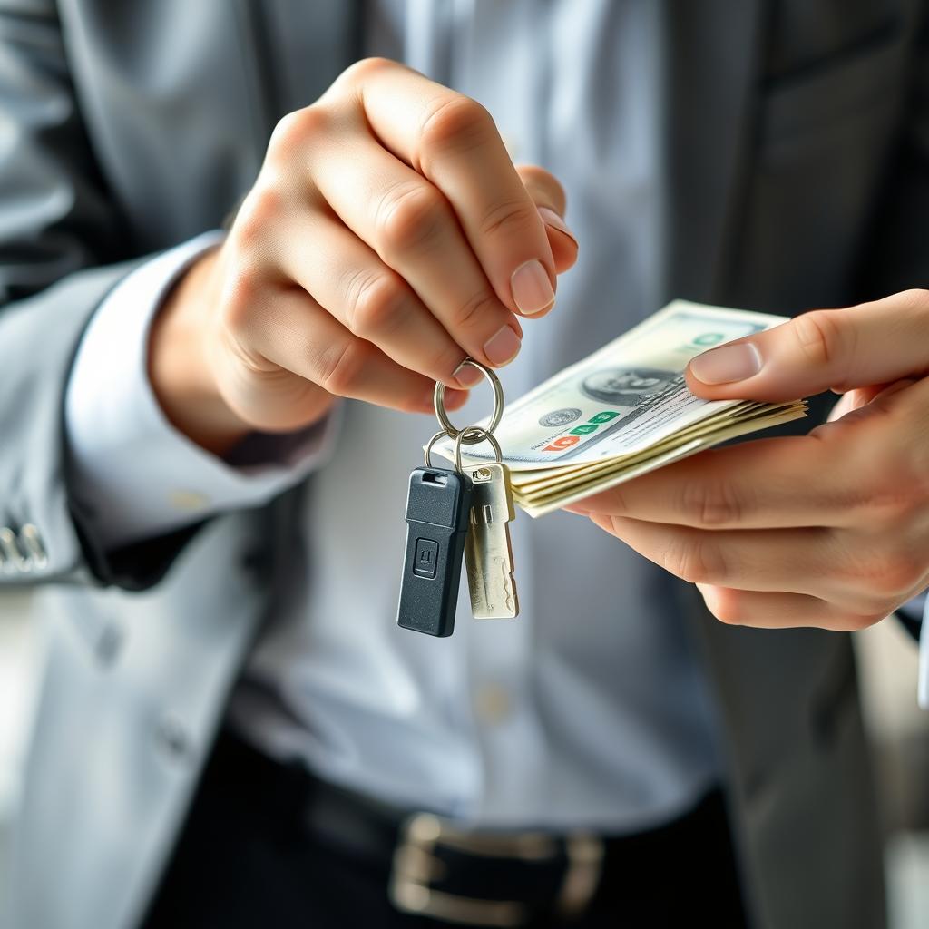 Person receiving cash payment for their Charlotte house