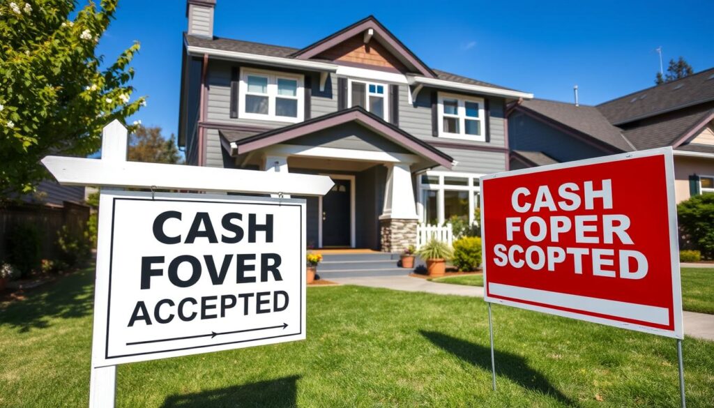 Portland Oregon home with sold sign and cash offer accepted