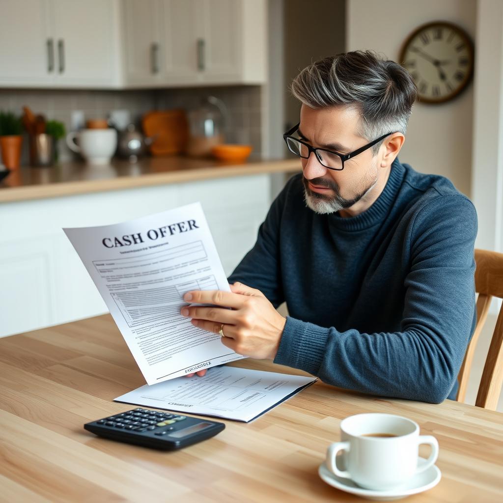 Sacramento homeowner reviewing a cash offer document